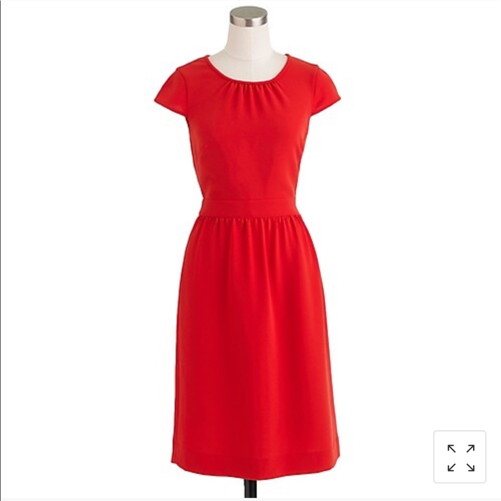 J.Crew Bright Cerise Red Crepe Cap Sleeve Dress